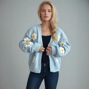 Vendita all'Ingrosso di Abbigliamento Femminile, <span class=keywords><strong>Cardigan</strong></span> <span class=keywords><strong>con</strong></span> Design Y2K all'Uncinetto, Stile di Marca per Loungewear, Set da Donna - Product Image 1