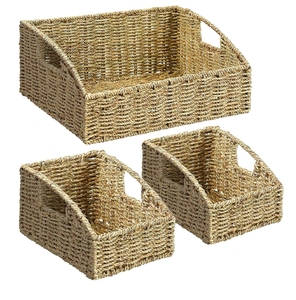 Customize Eco-Friendly Rattan Multifunction <b>Storage</b> <b>Basket</b> for Clothing Use 3 Pack Ecoka Home Decor - Product Image 1