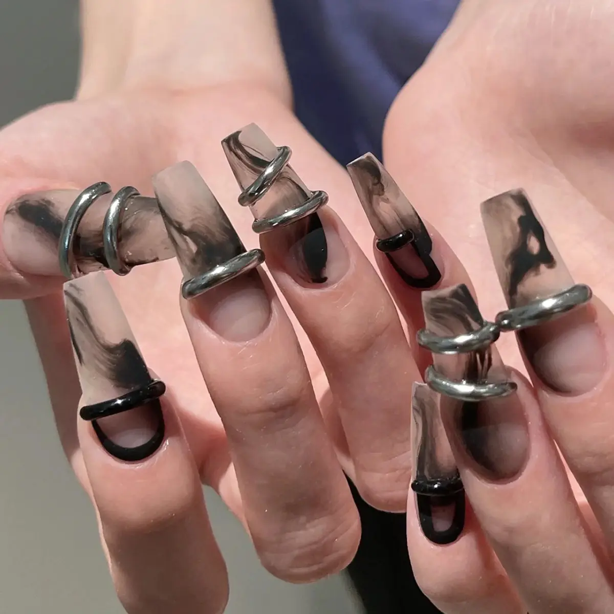 3D-Druck auf Nagel finger Ballerina Metall dekoration drücken auf Nägel falsche Nagel künstliche Fingernägel