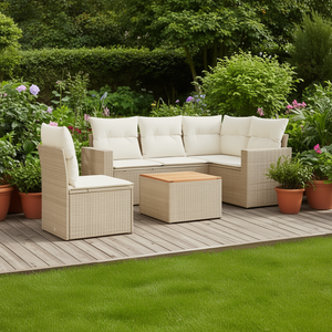 Ensemble de canapés de jardin en rotin beige 4 places, résistant aux intempéries, mobilier d'extérieur au design contemporain - Product Image 2