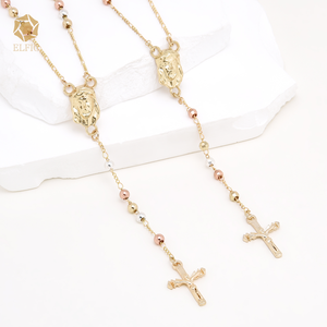 Elfische Rosenkranz Halskette Schmuck Unisex Religiöser Schmuck Goldgefüllte Kette Katholischer Kunststoff Rosenkranz Geschenk Perlenkette - Product Image 2