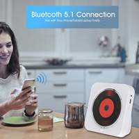 Lecteur CD rétro avec design de disque visible, haut-parleurs intégrés, audio sans fil, radio FM, USB, AUX pour la décoration de la maison