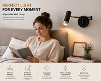 Lampe murale minimaliste à bras articulé avec revêtement graphite mat et rotule chromée pour lecture au chevet, focalisation réglable