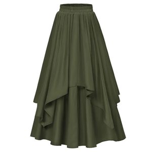 Ankle-Length Umbrella Design Casual <b>Skirts</b> Slimming High Waist <b>Elastic</b> Breathable Chiffon Washable Women's Summer A-Line Retro - Product Image 2