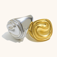 Bague créative en forme de beurre pour femmes, en acier inoxydable plaqué or 18 carats, tendance européenne et américaine, personnalité de niche, polyvalente