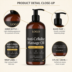 Huile de massage corporelle légère à l'acide hyaluronique et aux perles, végane, marque privée HKH pour femmes - Parfum personnalisé OEM/ODM, hydratante et raffermissante - Product Image 4