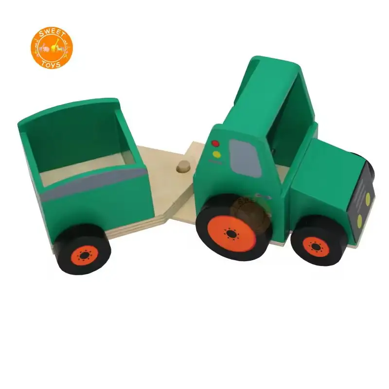 لعبة تعليمية للأطفال المبكرين، جرار خشبي لترويج المزارع الزراعية، لعبة مع 6 عجلات، مجسم صغير من شاحنات اللعب