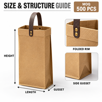 Sacs à vin en papier kraft avec logo personnalisé et poignées plates pour l'emballage de bouteilles en vineries, commandes en gros et fourniture de marques OEM