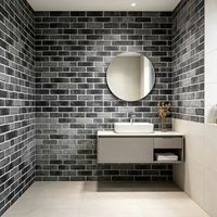Panneau mural flexible en pierre gris foncé, imitation brique, étanche pour murs intérieurs de salle de bain et pièces humides