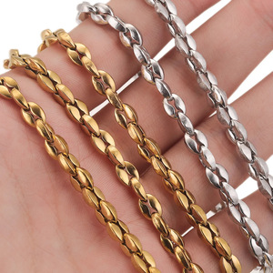 Chaîne en acier inoxydable pour homme, motif grain de café |   Chaîne à maillons 5*6MM pour collier ou bracelet homme - Product Image 2