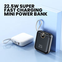 Batterie externe ultra-fine 10000 mAh avec logo personnalisé, affichage numérique, batterie Li-polymère, PD 22,5 W, câble intégré, charge rapide portable