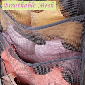 Sac de rangement multifonctionnel double face en tissu avec crochet métallique, organisateur de garde-robe pliable pour sous-vêtements - Product Image 5