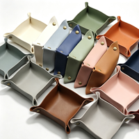 Nouveau style 2026 : Organisateur de bureau coloré pour clés, pièces de monnaie et bonbons, en cuir PU et cuir véritable, plateau de rangement pour bijoux