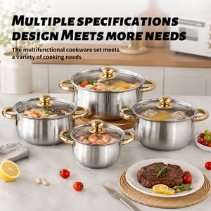 Wholesale 10 Pcs Stainless Steel Cookware <b>Set</b> Heavy Duty Cooking <b>Pot</b> Professional Soup Stockpot Kit Manufacturer - Product Image 2