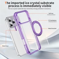 Coque transparente Senyork de haute qualité avec support magnétique rotatif à 360° pour iPhone 17 Pro, 16 Plus, 15