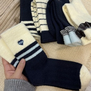 <b>Women</b> Fleece Lined Thick <b>Warm</b> Striped Mid Calf <b>Socks</b> Thermo Winter Autumn <b>Sock</b> For Maternity And Daily Wear - Product Image 2