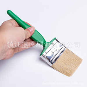 Pinceau plat à poils de porc, manche en plastique vert, 14-20 mm, pour brosser et nettoyer - Product Image 2