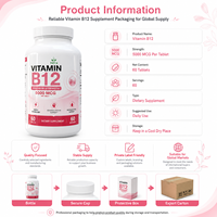 Comprimés de Vitamine B12 – Article Phare Amazon – Méthylcobalamine pour l'Énergie et le Métabolisme – Végétalien – OEM – Marque Privée – Supplément en Vrac