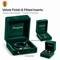 Boîte à bijoux en velours vert personnalisée avec logo, pour collier, bracelet, jonc, emballage de bijoux, boîte à bagues, boîte à bijoux en velours de luxe personnalisée