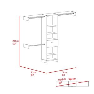 Sistema de Armario <span class=keywords><strong>Manchester</strong></span> 250, Cinco Estantes Abiertos, Un Cajón, Tres Barras Metálicas - Nogal Oscuro - Product Image 5