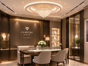 Vitrine à bijoux haut de gamme, comptoir en marbre sur mesure, vitrine à bijoux en verre LED pour magasin de détail de luxe - Product Image 4