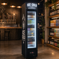 Réfrigérateur Commercial Ultra-Mince à Porte Simple, Sans Givre, pour Boissons, Vitrine Verticale en Verre, Réfrigérateur Commercial Numérique pour Boissons