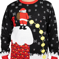 Suéter de punto jacquard acrílico con logo LED personalizado, divertido y original, con diseño de Papá Noel y copo de nieve, para hombre, ideal para Navidad y festividades.