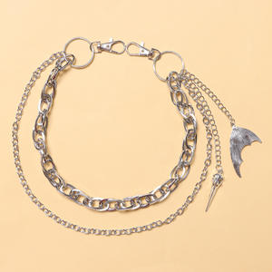 Cadena de cintura con colgante de doble capa con cabeza de pájaro y cola de pez, de plata tibetana, estilo casual, para pantalones. - Product Image 4