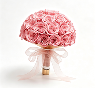 Bouquet de mariée de roses éternelles avec boîte en acrylique, bouquet de roses réelles éternelles, cadeau personnalisé pour mariage ou Saint-Valentin, fleurs séchées