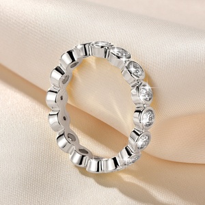 Fashion Jewelry Eco-friendly Copper 14k Gold Plated Bezel Setting Round Cut 3MM VVS Moissanite Diamond Eternity <b>Bubble</b> Band Ring - Product Image 3
