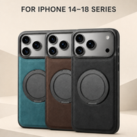Casing HP iPhone 18 Pro Max 17 16 15 14 Grosir, 360 Gear Swivel Kickstand, Kulit Lembut, Dompet Magnetik
