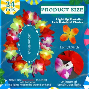 Collier de fleurs lumineuses LED tendance avec lumières LED, colliers de fleurs Luau pour mariage, fournitures de fête sur le thème tropical - Product Image 2