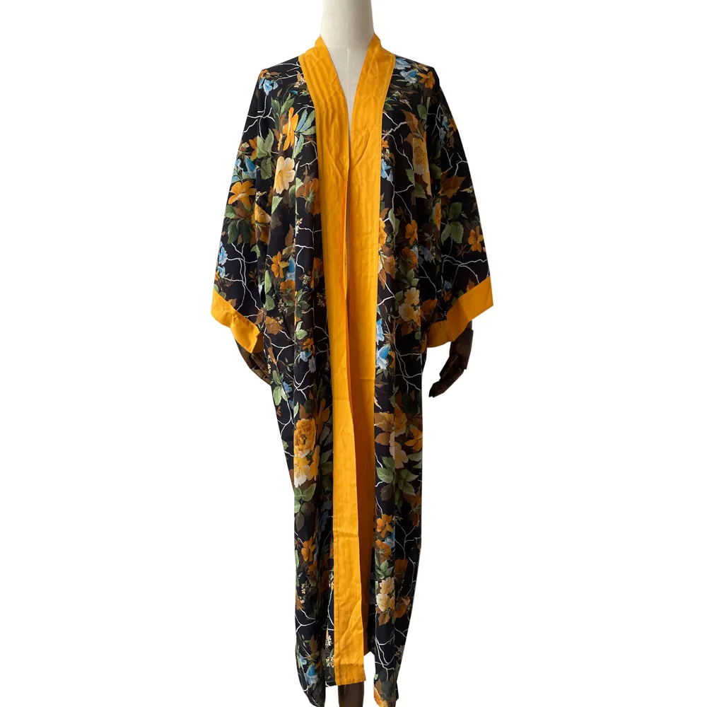 Custom Digital Gedrukt Vrouwen Casual Vintage Streetwear Kimono Kamerjas Zijdeachtige Gewaad