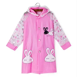 Fashion long coat 4 - 12 years old boys girls student waterproof rain coat one piece backpack raincoat with hooded