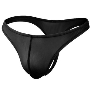 Sous-vêtements sexy pour hommes, string noir taille basse en spandex et nylon, maille transparente, été 2023 - Product Image 5