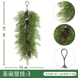 Décoration murale de Noël FUYI en aiguilles de pin artificielles avec cônes de pin, 36 pouces, avec lumières, pour décoration intérieure et extérieure des fêtes - Product Image 3