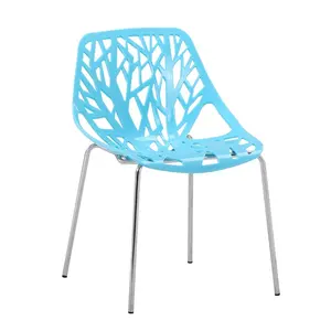 Modern Stackable Plastic Forest Tree Branch Leisure Dining Plastic Chairs With Metal Legs