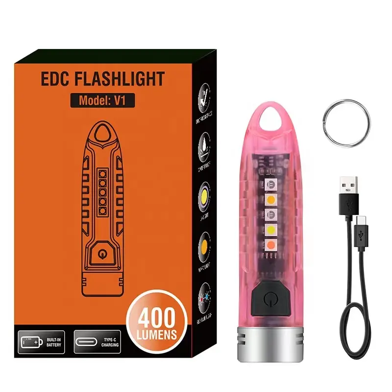 Small Size Portable Pocket 12 Work Light Mode LED Torch Rechargeable Mini Flashlight Keychain Bulk Customized