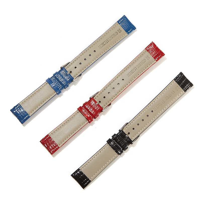 22mm Black Genuine Leather Watchband Tail Lizard Grain, Lightly Padded Replacement Watchstrap That Brings New Life to Any Watch