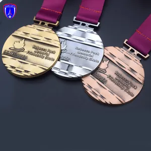 Tùy Chỉnh Trofeus E Medalhas Antique Bronze Brass Bạc Đồng Mạ Trượt Băng Thể Thao Giải Thưởng Huy Chương Karate Huy Chương Vàng Với Ribbon