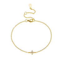 Simple S925 argent Sterling trèfle à quatre feuilles Bracelet cubique Zircon chaîne en or Bracelets pour femmes accessoires de mode