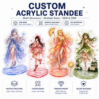 Support en acrylique pour fans d'anime avec relief en relief, base à fente unique, disponible en petites séries, en carton mica avec estampage à chaud doré