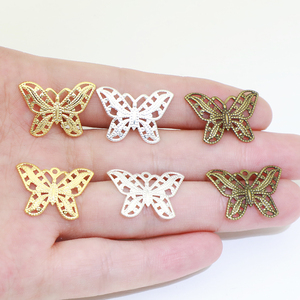Pendentifs et breloques vintage en laiton 3D, motifs papillon et fleur, garnitures de bijoux, garnitures pour vêtements, entretoises florales, breloques papillon - Product Image 6