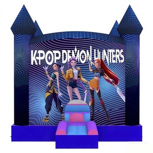 Château gonflable K-pop Demon Hunters avec toboggan, château sauteur commercial K-pop, combo toboggan aquatique gonflable - Product Image 3