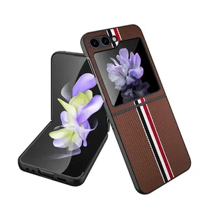 for Samsung z flip 6 5 colored ribbon twill phone cases for phones leather Wallet style with card slot camera protect