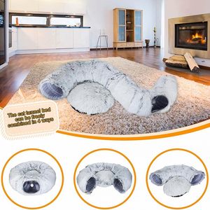 Multifunctional <b>Cat</b> Tunnel with <b>Cat</b> Bed Collapsible <b>Plush</b> <b>Cat</b> Tunnel Bed with Cushion Tube - Product Image 4