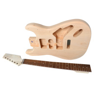 TC DIY Unfinished Basswood Maple 6-String Electric Guitar Kit for Beginner Students Music Model