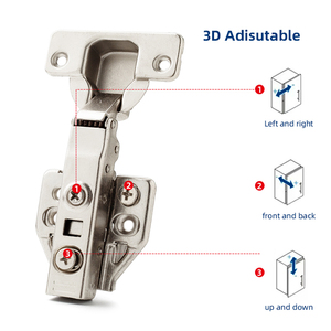 Dobradiça Hidráulica de Aço Inoxidável 3D com 4/6 Furos, Fechamento Suave, Design Moderno para Móveis de Quarto e Armários de Villa - Product Image 2