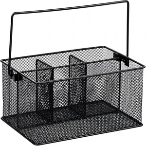 Cesta de Almacenamiento de Cubiertos Rectangular de Metal con Asa, Resistente al Óxido, Organizador de Cocina, Diseño Minimalista, Tipo Vertical - Product Image 4