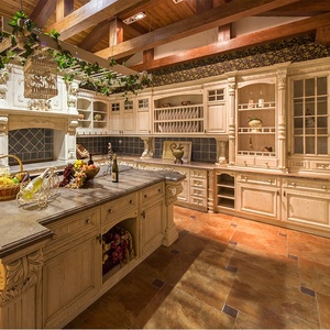 Luxury Birch Solid Wood Kitchen Cabinet With Roman Column